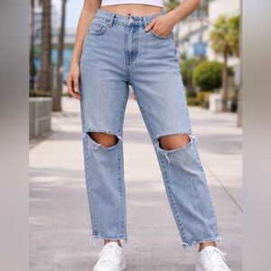 Nasty Gal Collection Women’s Distressed Mom Jeans Denim Size 10 (33x29)